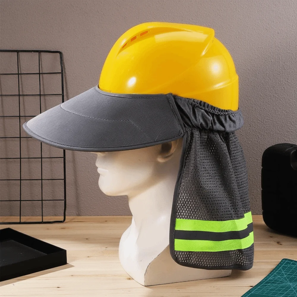 With Reflective Stripe Safety Hat Cap Visor Breathable Foldable Neck Shield Face and Neck Protection Safety Hard Hat Cover
