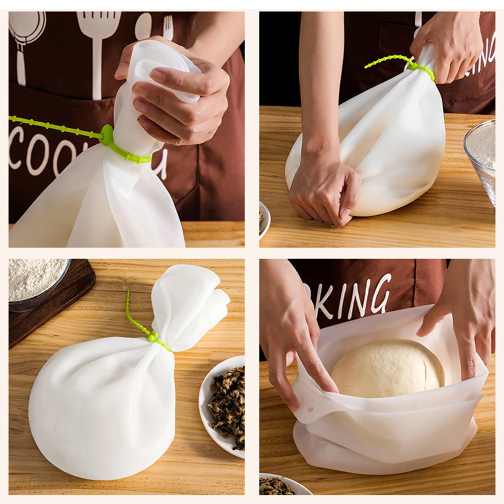

2Pcs Silicone Kneading Dough Bag Non Stick High Temperature Resistant Food Grade Pastry Marinating Storage Baking Tool