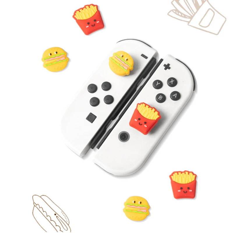 Hamburger Chip Silicone Soft Thumb Stick Grip Cap Joystick Protective Cover For Switch NS Oled/Lite Joy-con Thumbstick Case