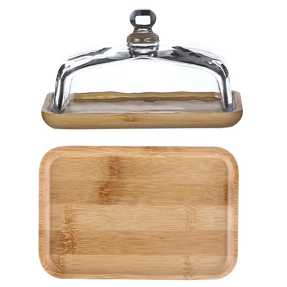 

1Set Bamboo Cake Stand with Glass Dome Premium Dessert Table Display for Wedding Party Rustic Cake Display Stand with Cover