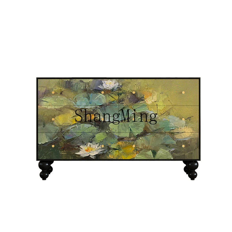

LXY new Chinese-style household living room solid wood six-bucket cabinet front door entrance storage cabinet