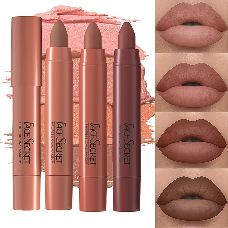 1 pieza de lápiz labial mate a prueba de agua, acabado mate de larga duración, antiadherente, lápiz labial mate ligero, aplicación suave, set combinado de labiales