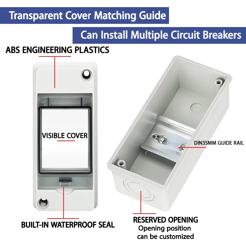 HT-2 Plastic Waterproof IP65 Outdoor Panel Installation Junction Distribution Box with circuit breaker combination MCB DPN DZ47