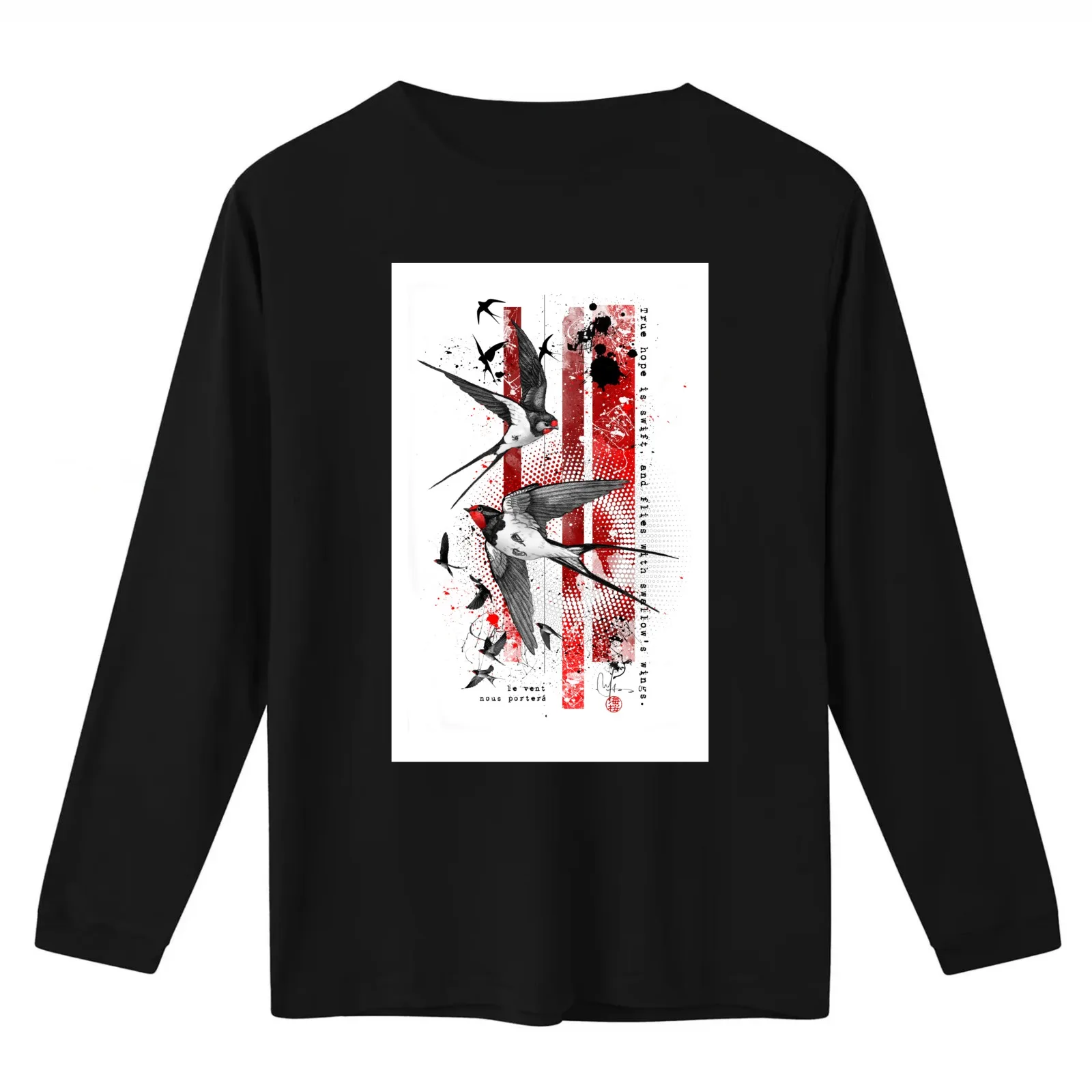 wings of a swallow T-Shirt Summer Casual Cotton Tee Oversized Streetwear Tops Vintage Graphic Print Loose Fit Short Sleeve