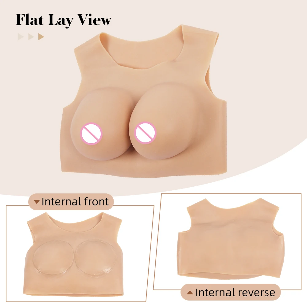 Silicone Breast Forms Men Crossdresser Transgender Drag Queen Realistic Fake Boobs Round Neck Wearable Chest  Fake Breast