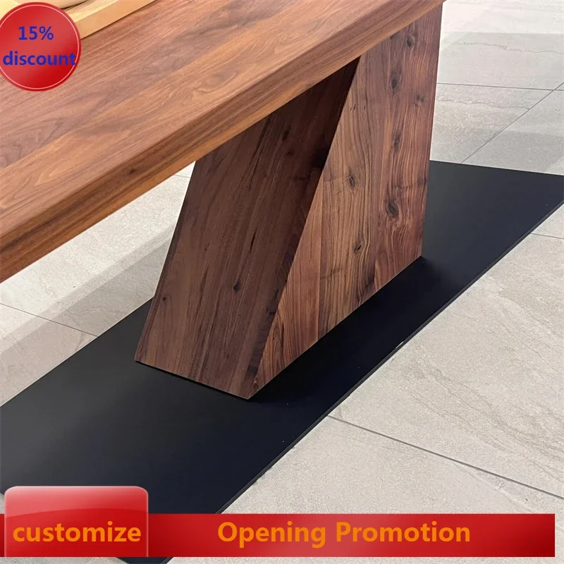 ss7486 New Chinese-style North American black walnut solid wood large dining table tea table office simple design conference tab