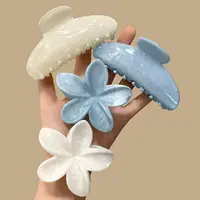 2026 Hawaiian Gradient Ocean Blue Plumeria Acetate Hair Claws Hair Clips For Women Girls Party Ponytail Holder Hair Accessories