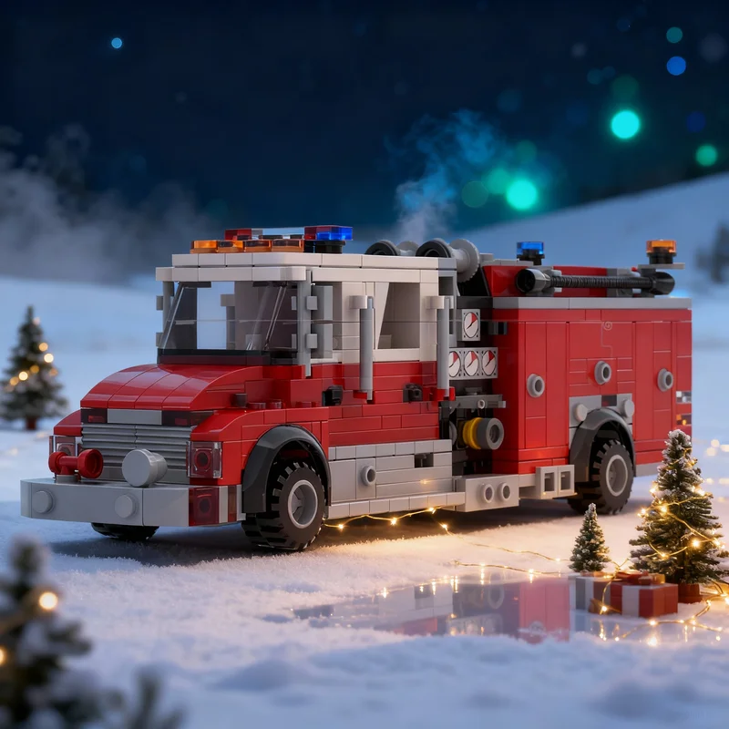 

480pcs MOC City Fire American Commerical Cab Engine Model Toy Building Blocks Construction Christmas Gifts Idea Education