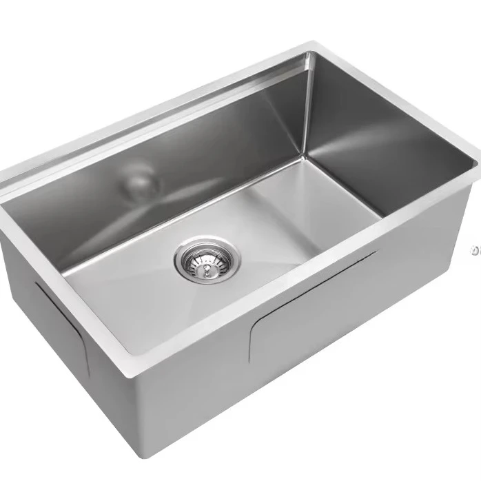Handmade stainless steel kitchen sink square single bowl hole counter