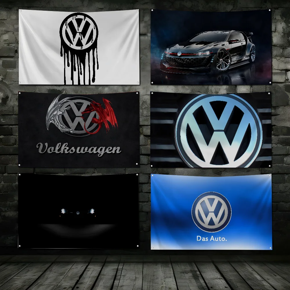 V-Volkswagens Racing  Flag Workshop Flags Room Decor Flag  Outdoor Decorations  Flags for Rooms Four Hole Flag