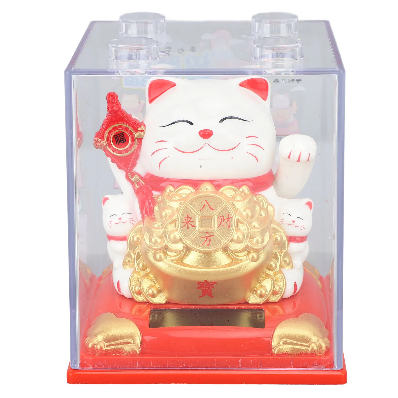 

Lucky Cat Яркое выражение Пластиковый милый солнечный кот удачи с размахивающейся рукой для украшения подарка Белый
