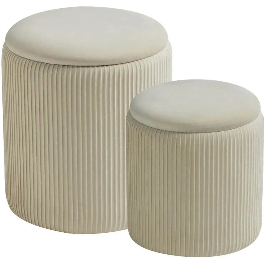 

Set of 2 Ottoman with StorageUpholstered Velvet Vanity Stool for MakeupMultifunctional Ottomans Coffee Table Padded Seat Foot Re