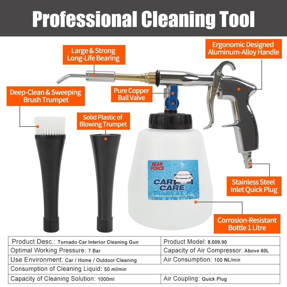 Pneumatic Air Foam Gun High Pressure Car Wash Interior Deep Cleaning Gun Espuma Tool for Detailing Tool