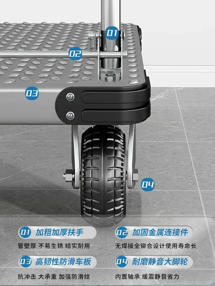 Steel Plate Trolley, Pulling Goods, Trolley Carrier, Household Flatbed, Portable Trailer, Folding Small Pull Truck New