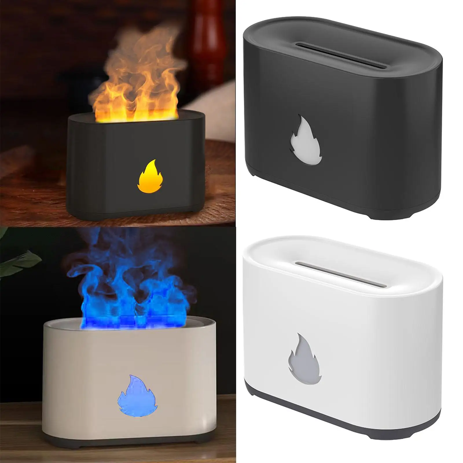 Flame Effect Humidifier Essential Oil Diffuser Portable 16x8x10.6cm Personal Humidifier for Home Office Nursery Multifunctional