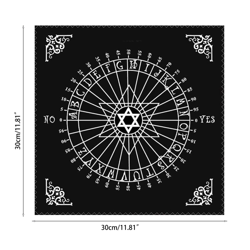 Schwarzer quadratischer Stofftisch, Hexerei, Wandteppich, Astrologie, Tarot, Weissagungskarten, Tischdecke, Pendel,