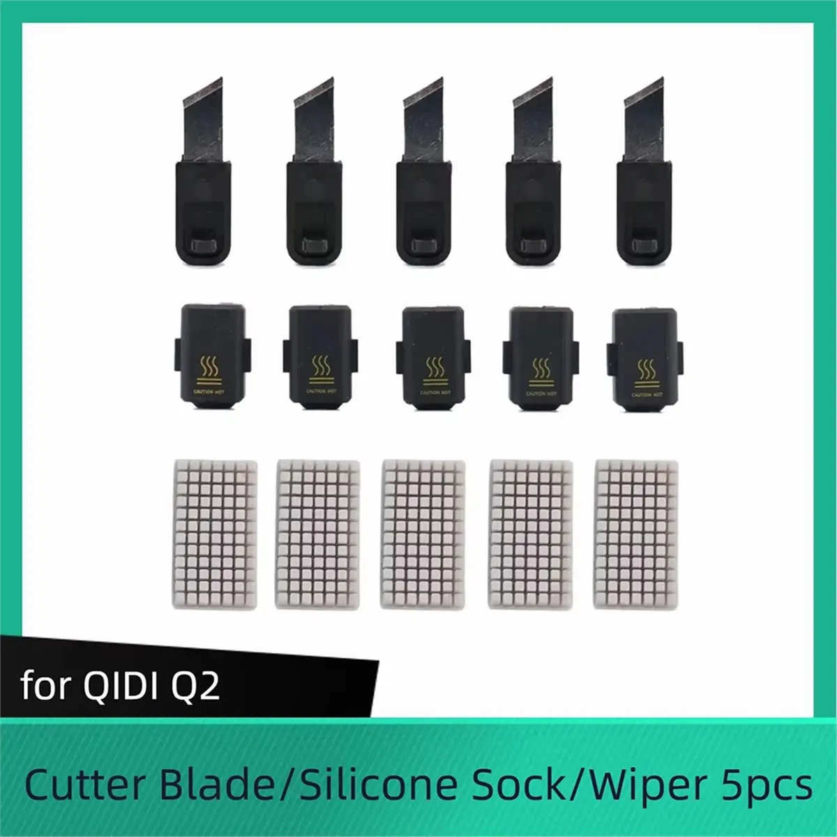 SWXF For QIDI Q2 Cutter Blade Hotend Silicone Sock N Silicone Wiper for QIDI Q2 Nozzle 3D Printer Accessories