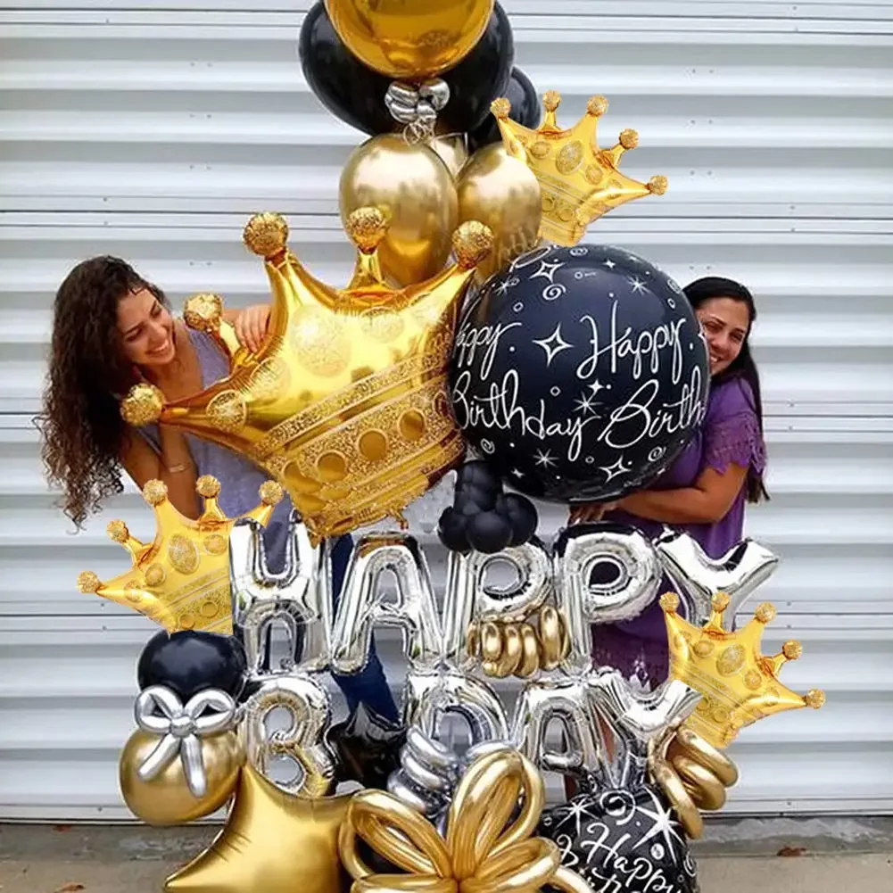 14-teiliges Set Große und Kleine Goldene Kronen Aluminiumfolien-Ballons Partydekoration Fotografie Hochzeit Babyparty Geburtstag Zubehör – Detail 7