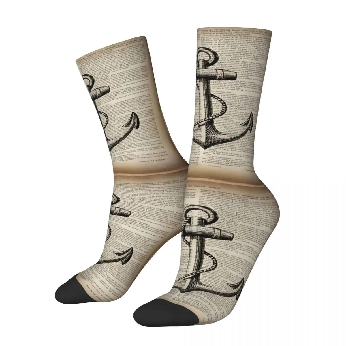 Beach Nautical Captain Newspaper Men Socks Cycling Novelty Spring Summer Autumn Winter Stockings