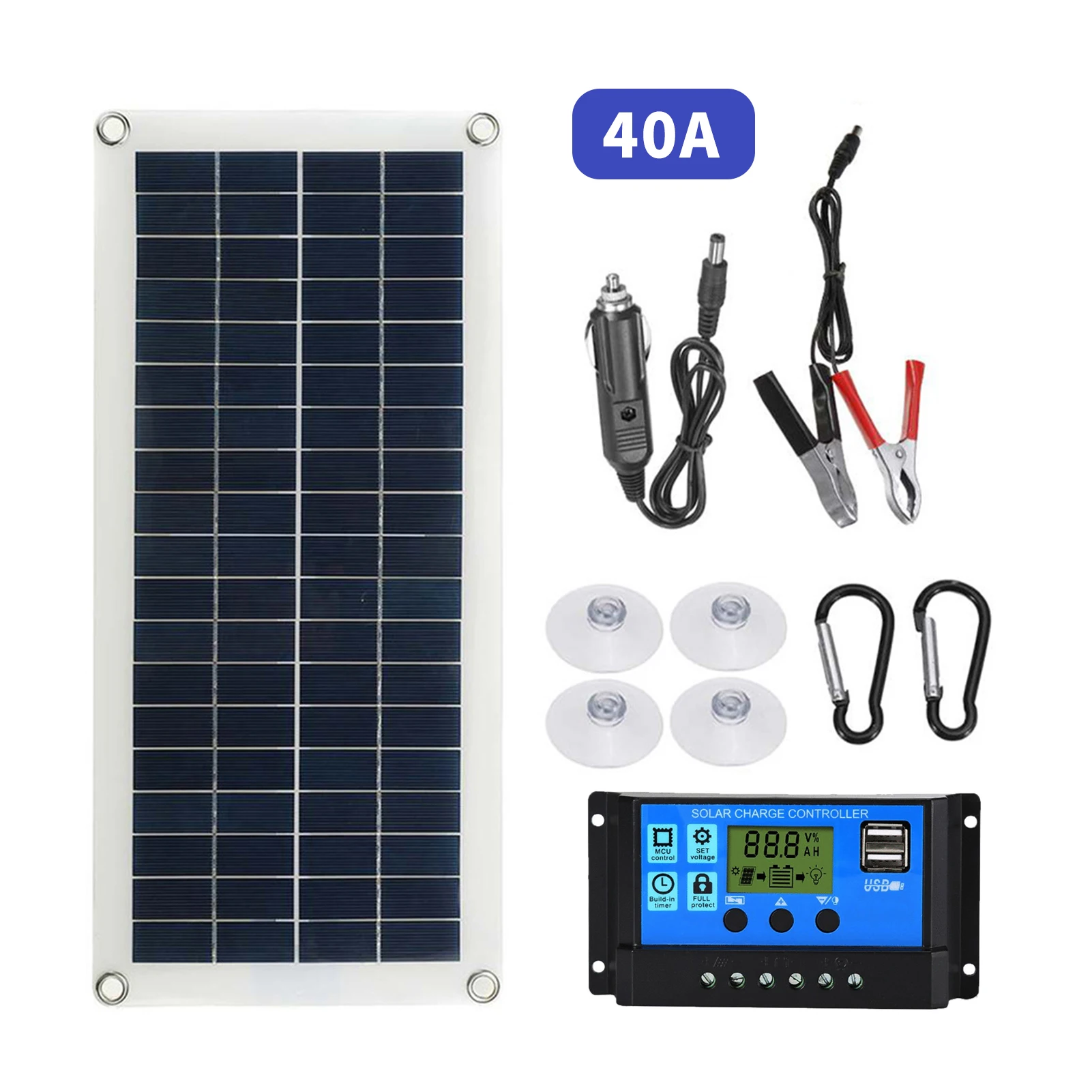 Portable 20W Solar Flexible Panel Kit 12V Switch USB Charging Interface Solar Board With 300W Controller Waterproof Solar Cells