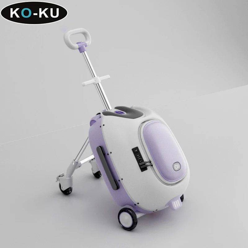 Valise de marche KO-KU peut s'asseoir Valise pour enfants 2 en 1 avec bébé 22L Travel Trolley Case Magic Egg