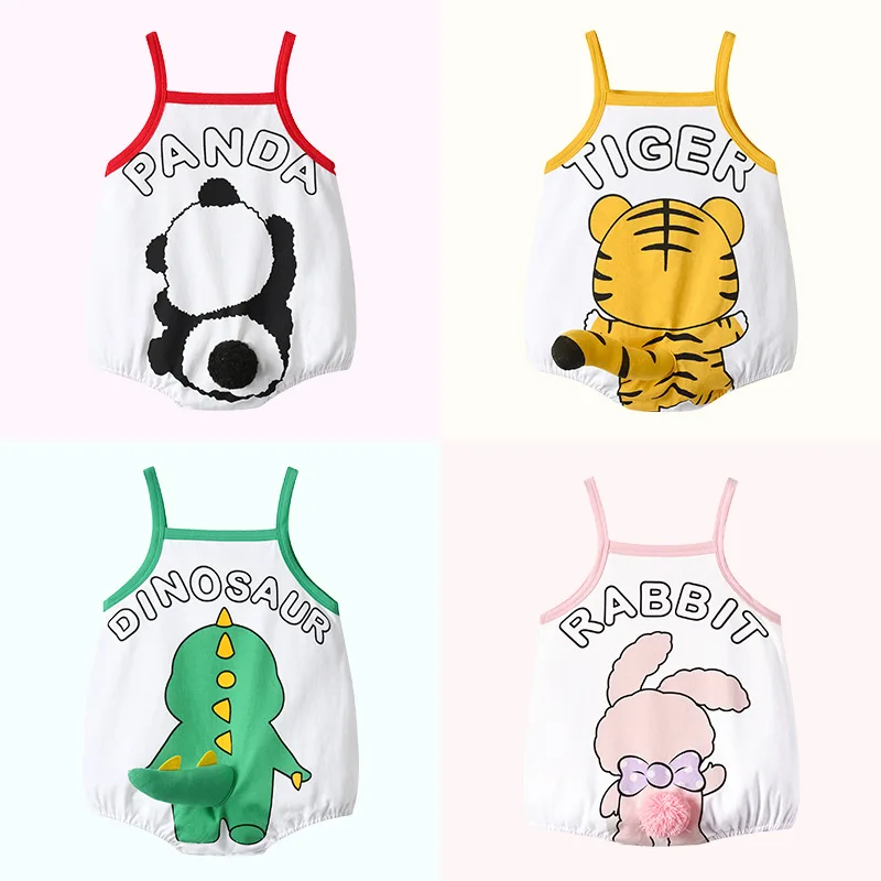 Kawaii Summer Baby Clothes Bodysuit Boy Girl Infant Cartoon rabbit Panda Dinosaur Sleeveless Newborn Romper Onesie Baby Jumpsuit