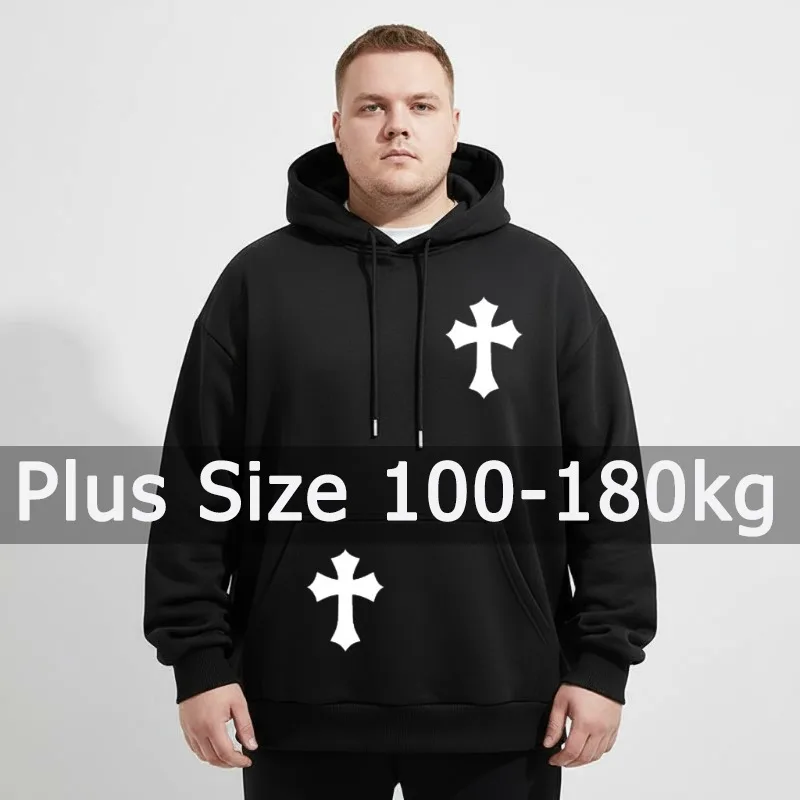 

Мужские толстовки больших размеров, осень-зима, хлопковый пуловер с длинными рукавами и принтом 5XL, 6XL, 7XL, 90-180 кг, мужская одежда большого размера