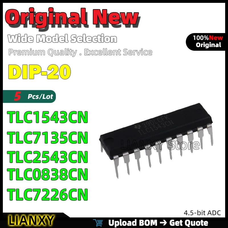 

5pcs DIP-20 TLC1543CN TLC7135CN TLC2543CN TLC0838CN TLC7226CN 4.5-bit ADC New Original