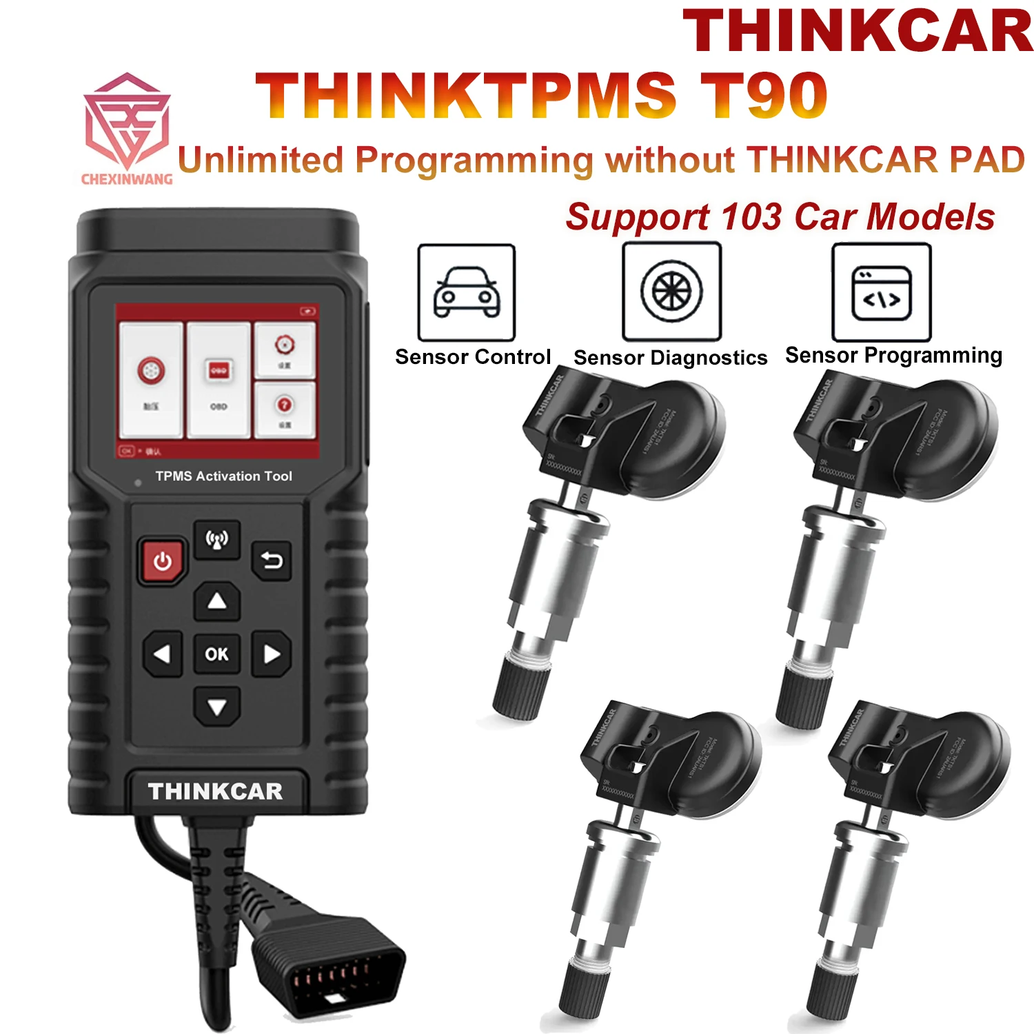 ThinkCar THINKTPMS TP T90 TPMS Programmer S3 315MHz 433MHz 2in1 Car Tire Pressure Diagnosis Tool TPMS Sensor Service Tool