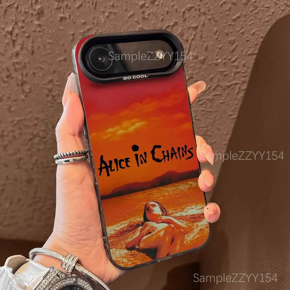 Band A-Alice in Chains Phone Case For iPhone 17,16,15,14,13,12,X,8,Pro,Max,Plus,E,SE4,Air,Mini Black IMD Matte