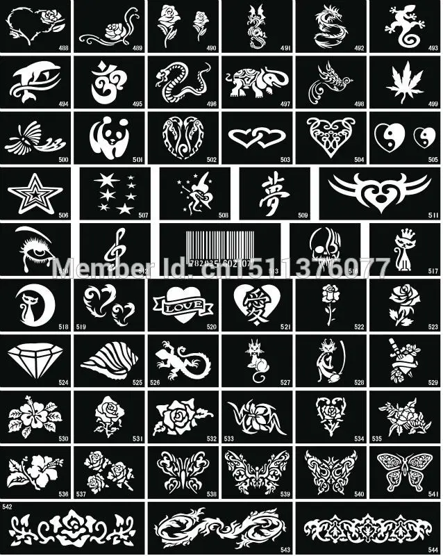 10/20/50PCS Mixed Design Tattoo Stencils for Body Painting Airbrush Glitter Template Kids Flower Butterfly Henna Tattoo Stencil