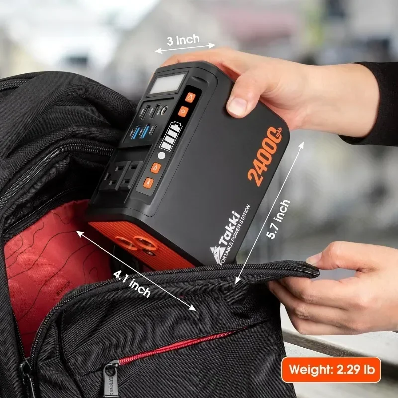 Home.Power Station 88Wh, Solar Generator Power Bank with 110V AC DC USB Ports LED Flashlight for Camping Home Emergency