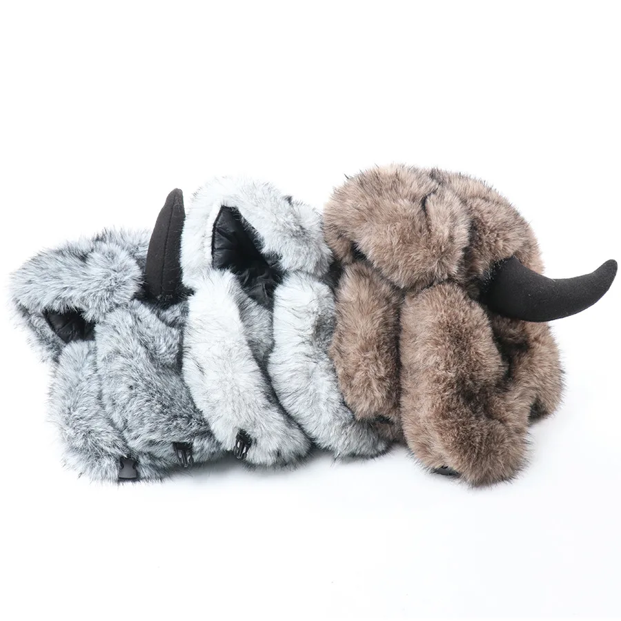 High Quality Bullhead Hat Imitation Fur Lei Feng Hats for Men Winter Russian Ushanka Hat Outdoor Windproof Ear Protection Caps