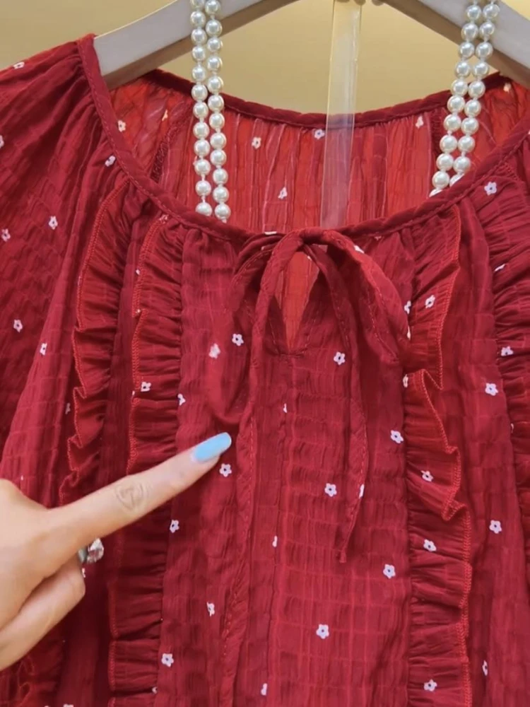 Women Red Long Sleeve Dress 2026 Early Fall Slim Fit Stylish Refined