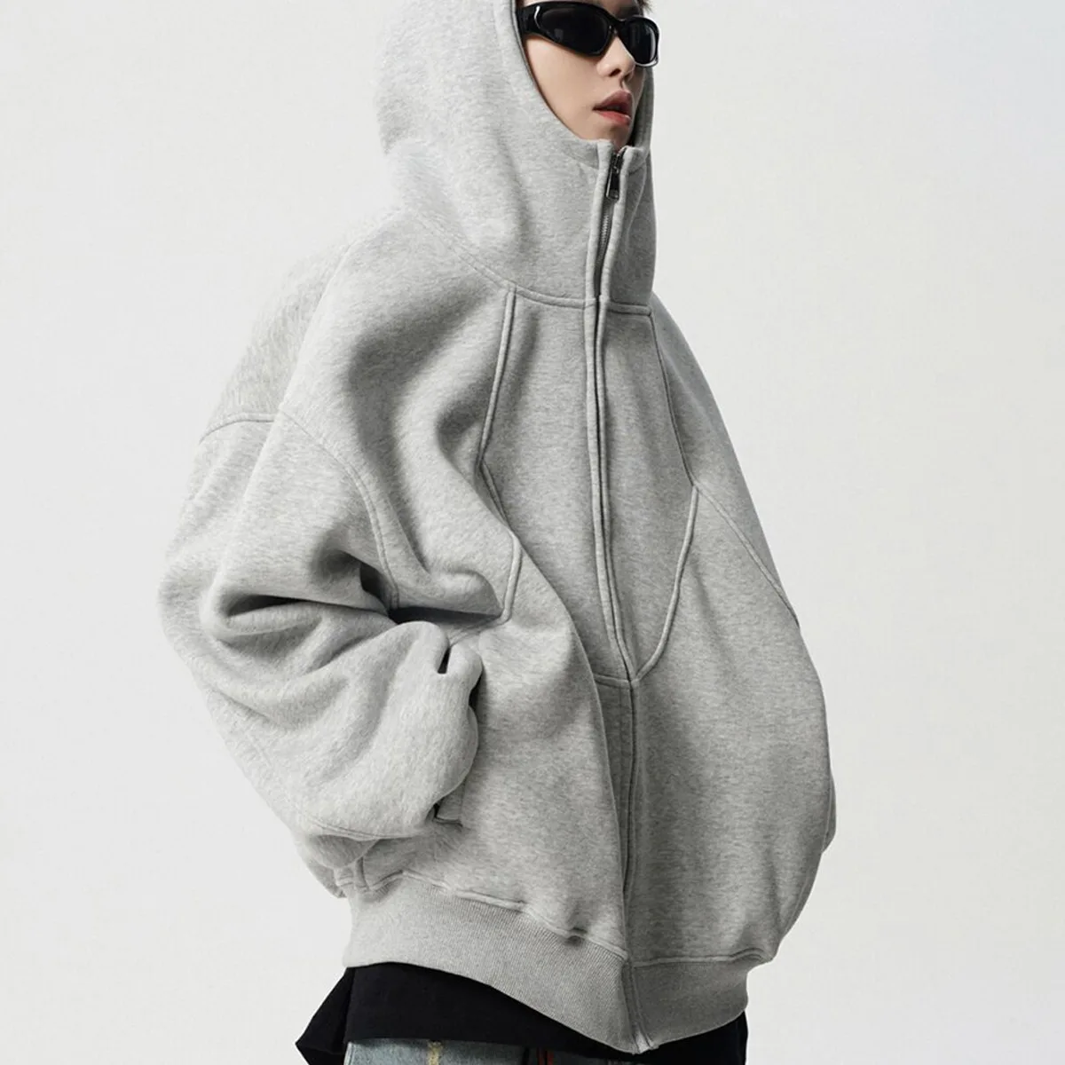 American Retro Silhouette Hooded Sweatshirt Coat for Women's Autumn Winter New Loose Cardigan Trendy Men