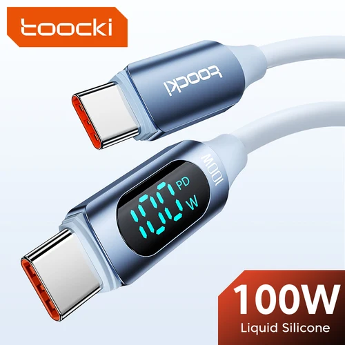 Toocki PD 고속 충전 타입 C-USB C 케이블, 노트북 태블릿 디지털 디스플레이 실리콘 C 코드, 삼성 VIVO 샤오미, 100W Best5 Toocki PD 고속 충전 타입 C-USB C 케이블, 노트북 태블릿 디지털 디스플레이 실리콘 C 코드, 삼성 VIVO 샤오미, 100W Best5