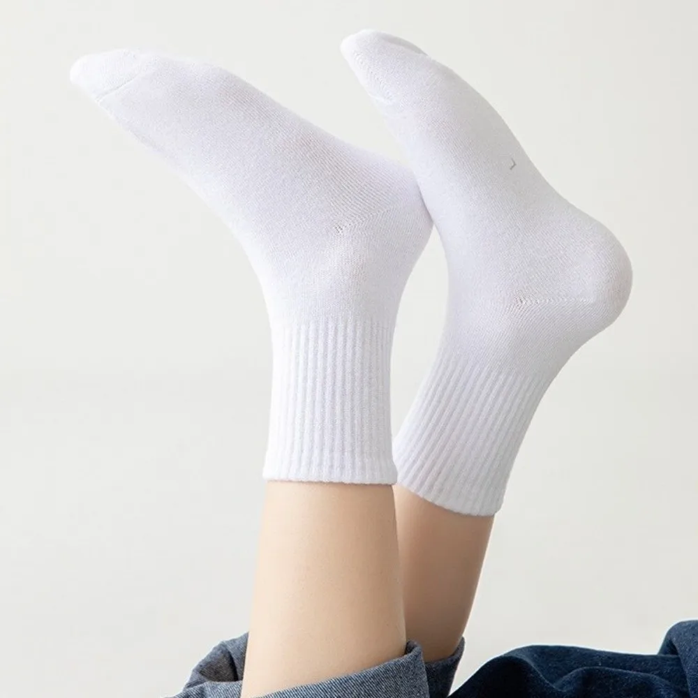 3pairs 3 Pairs Cotton Socks Soft Breathable Solid Color Socks Absorbing Sweat Cotton Material Middle Tube Socks For 2-12Y