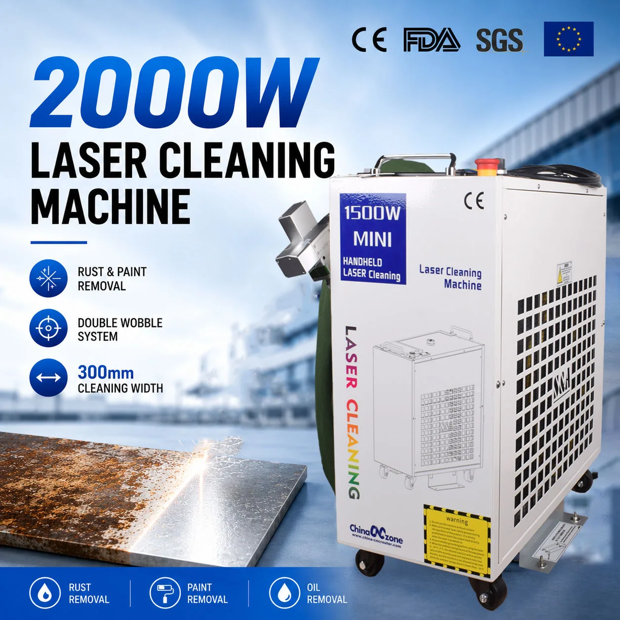 2000W BWT Laser Cleaning Machine Rust Removal Cleaning Oil Paint for Metal Cleaning Width 300MM Fiber Laser Cleaner Rust Removing