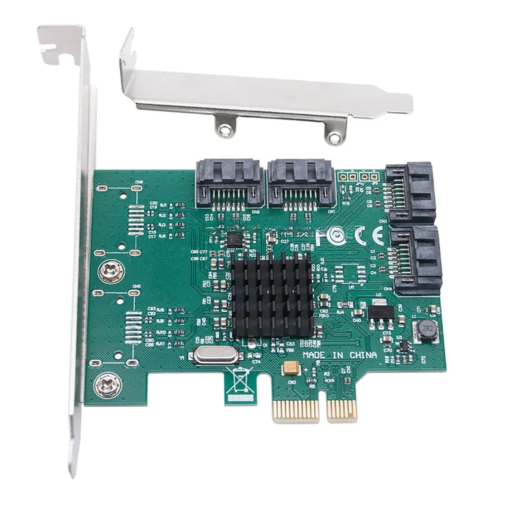 

SATA PCIE Expansion Card Adapter PCI Express X1 to 4 Port SATA3.0 Controller Marvell 88SE9215 Chip PCI E PCI-E SATA 3 Multiplier