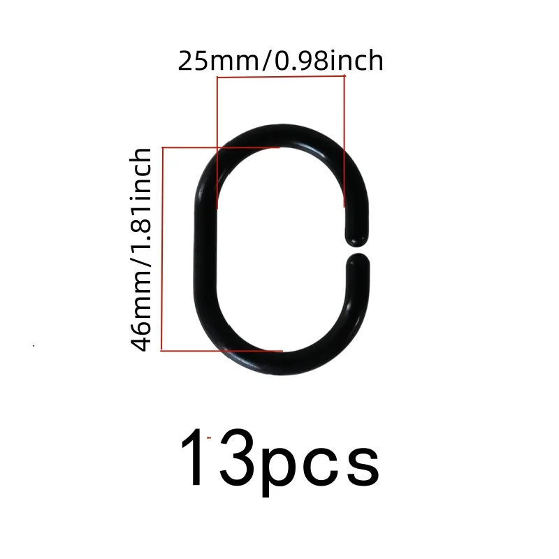 13 pcs Bathroom Drapery Rings with Durable Plastic Body, ideal for Home Toilet Partition and Bathroom Shower Curtain