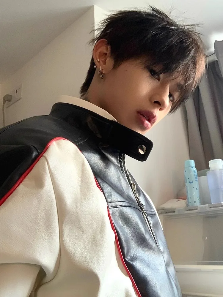 American Style Color Matching High-End Motorcycle Jackets Men 2025 Autumn New Loose Fit Stylish Coats Trendy PU Leather Jackets