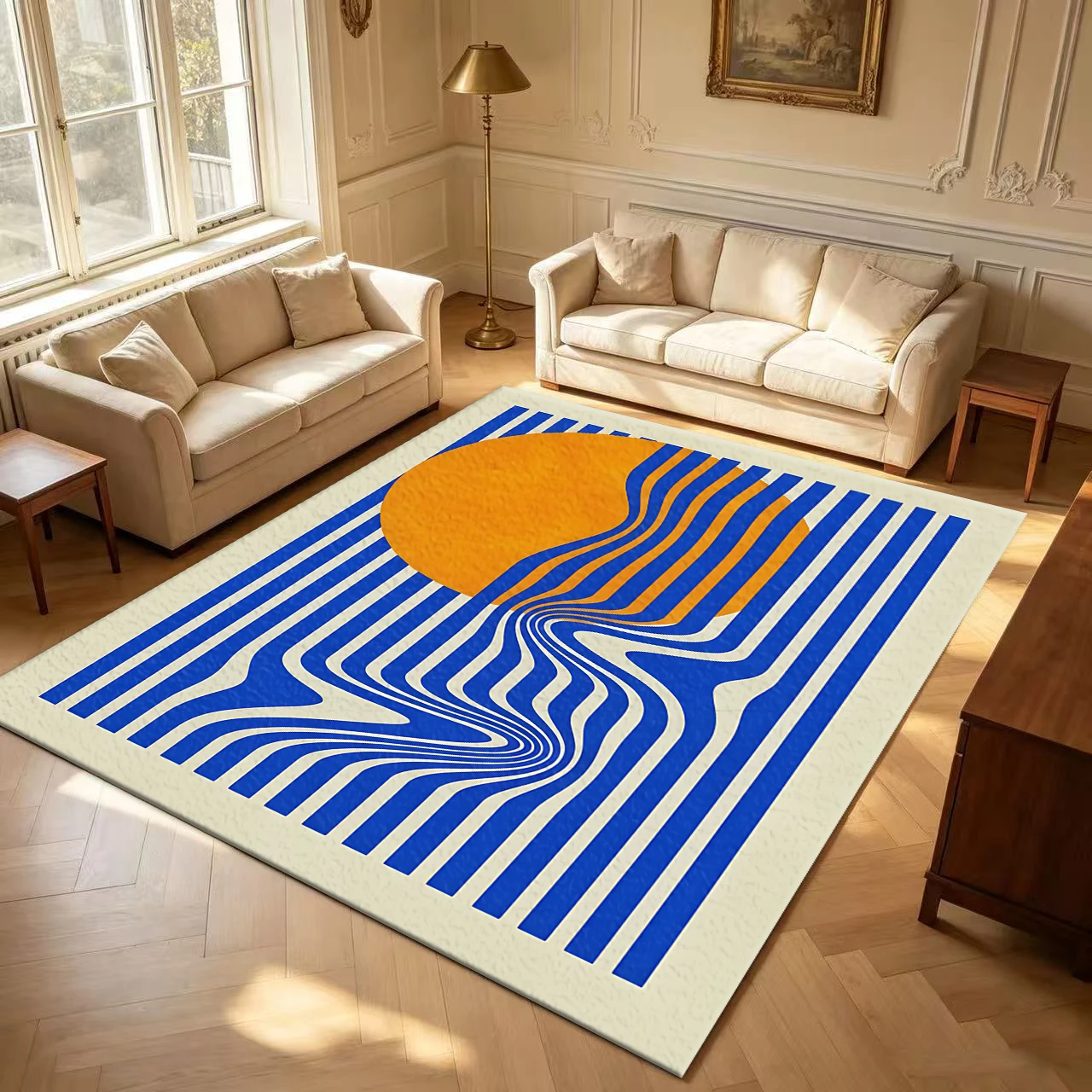Abstract Sun Wave Geometric Carpet