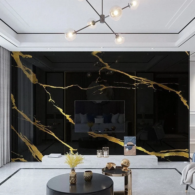 Modern Black Marble 3D Golden Line Mural Wallpaper Living Room TV Sofa Bedroom Home Decor Wall Painting Papel De Parede Frescoes
