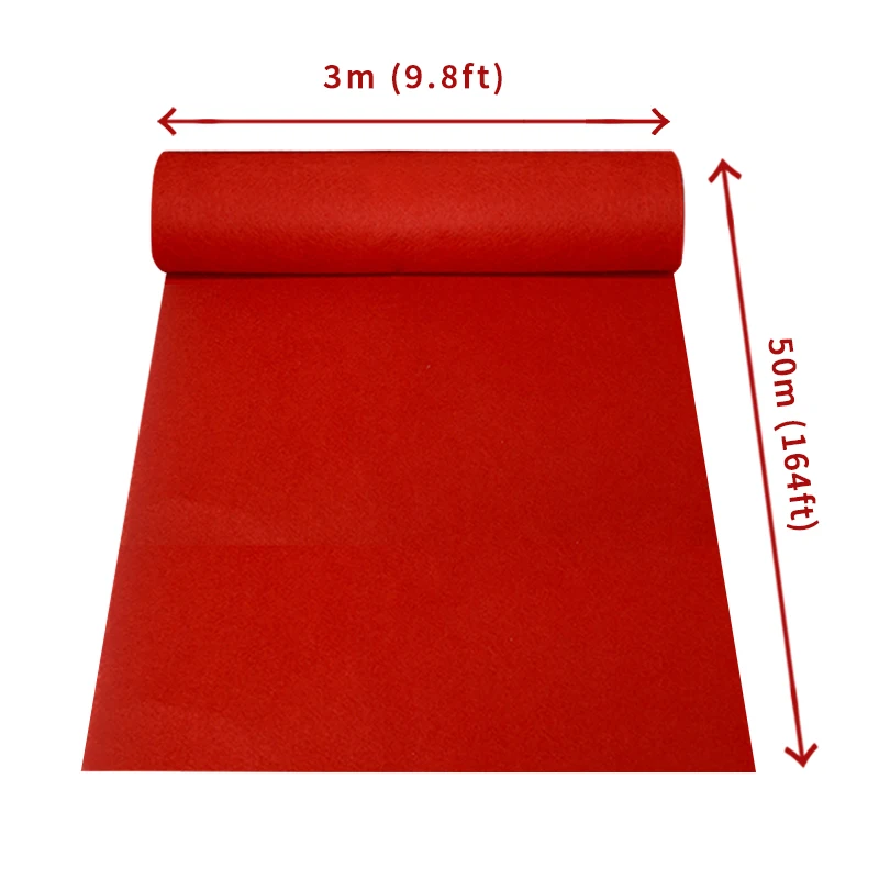 3m*50m 370GSM Event Promotional Non-Slip White Commercial Wedding Carpet Plain Runner Rug for Exhibitions