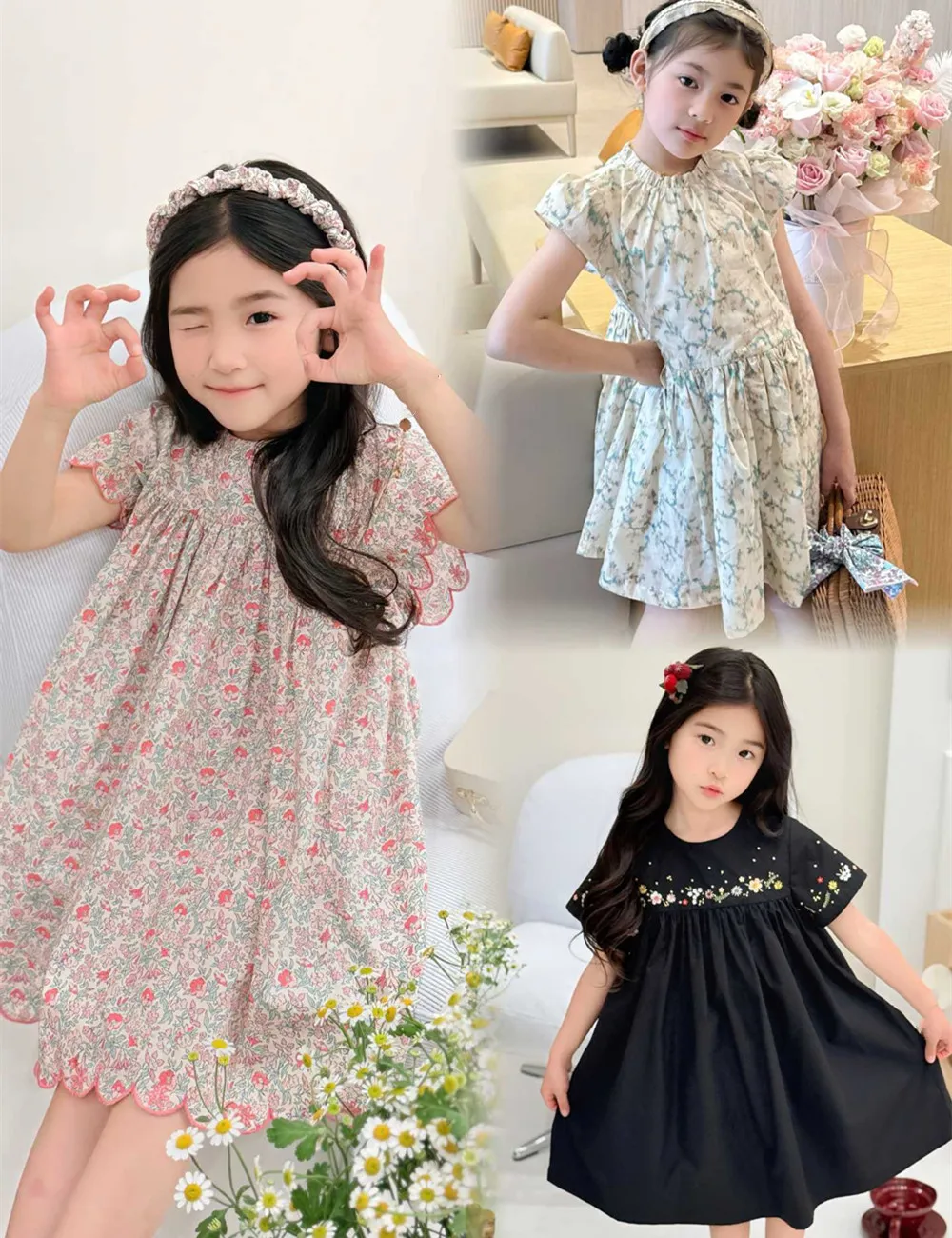

summer dress kids clothes girls flower girl dress French dress Rural style girls' summer dress kids clothes