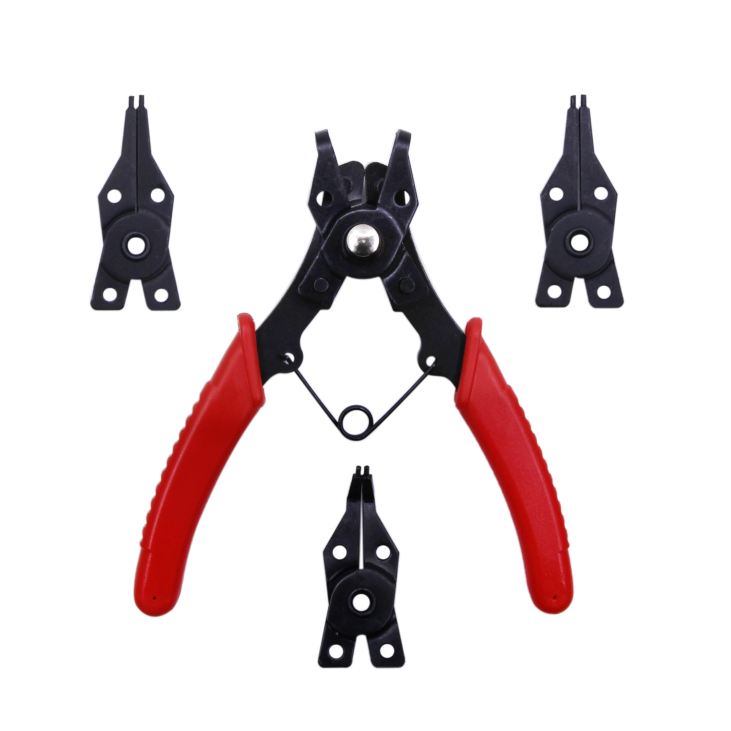 Multifunctional 4 In 1 Circlip Pliers Set Snap Ring Pliers Multi Crimp Removable Plier Head Retaining Circlip Pliers Hand Tools