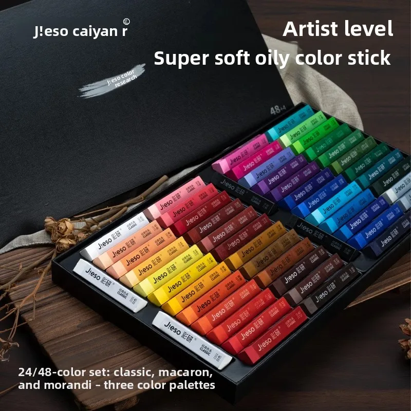 Soft Square Oil Pastel Set 24 Colors with 2 White Sticks, Square Body Soft Pastels for Kids and Students, Smooth Blending Art