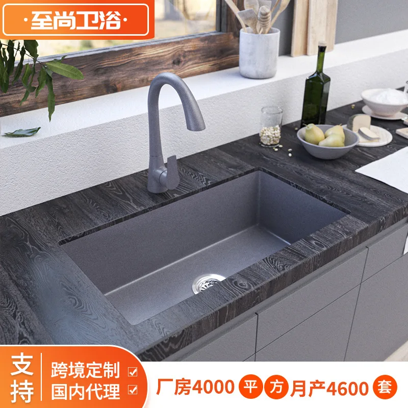 Irregular basin kitchen sink Integrated handmade stone sink Stepped vegetable sink Double tank
