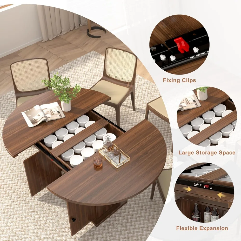 Uitschuifbare ronde eettafel voor 4-8, moderne uitbreidbare ovale keukeneettafel, ruimtebesparende cirkel eetkamer