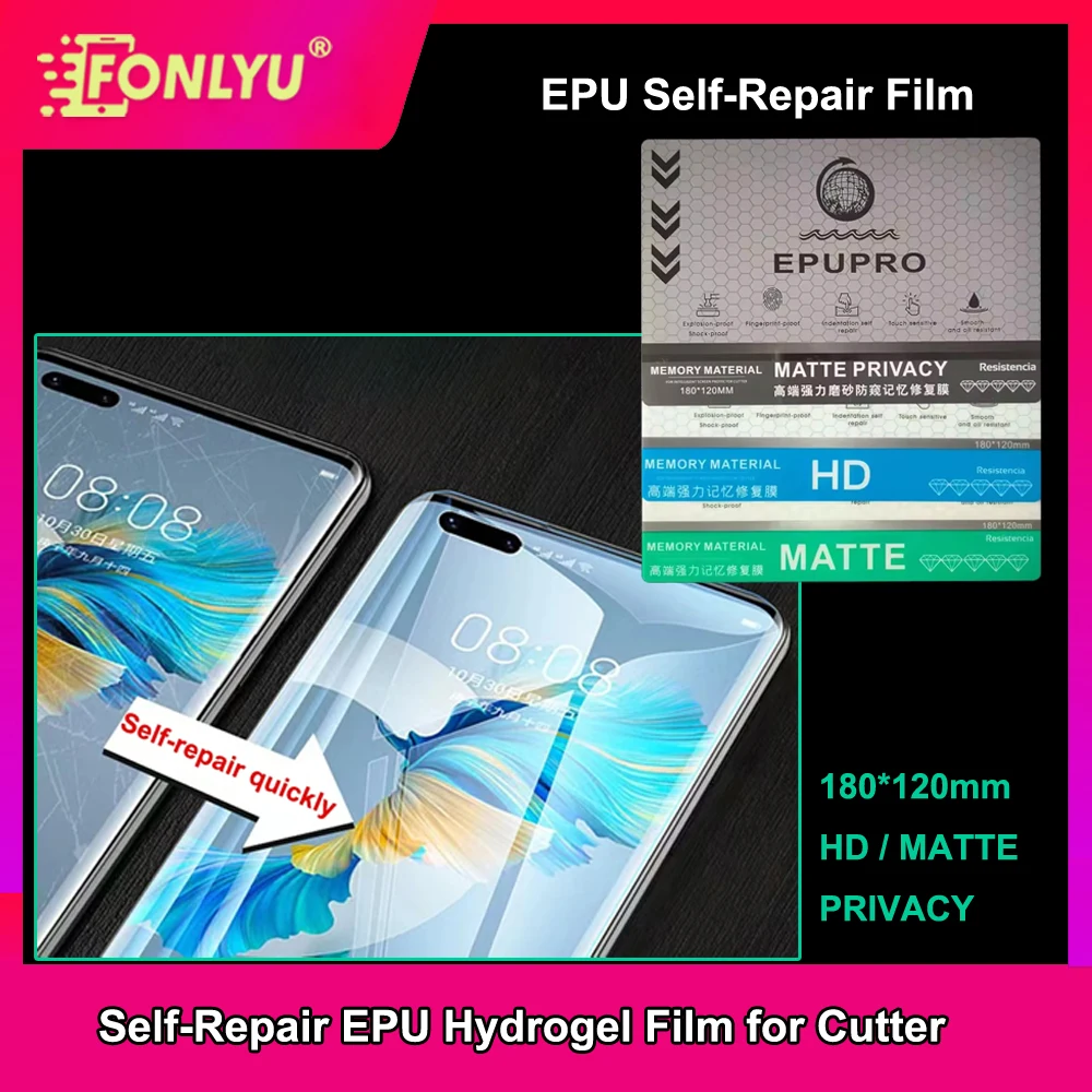 FONLYU High-End EPU Self-Repair Memory Hydrogel Film HD Mate Privacy Curved Screen Protector for CellPhone Sheet Cutting Machine